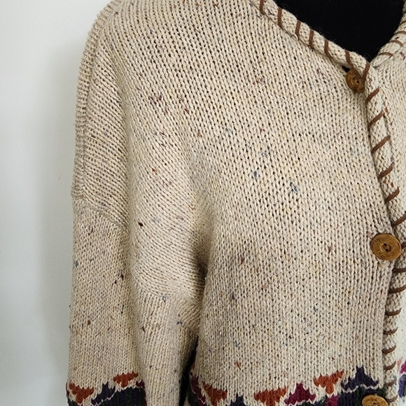 Vintage Christopher & Banks Whipstitch Cardigan L Ramie Cotton Wool - Picture 9 of 9